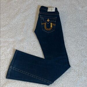 True Religion Women’s Blue Boot Cut Jeans with Signature Stitching SZ 24